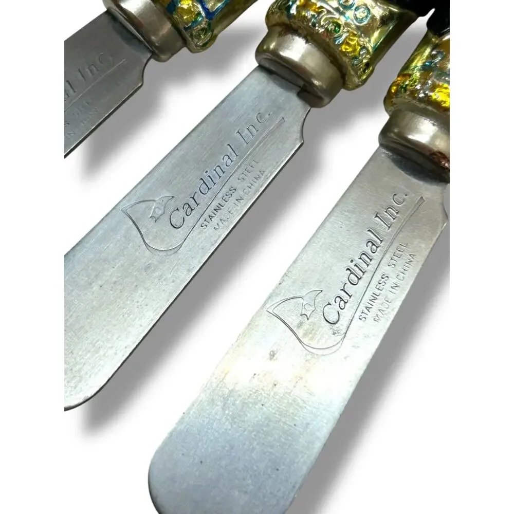 Y2k New Years Millenium Cheese Knives Spreaders Set of 4 Champagne Tophat
